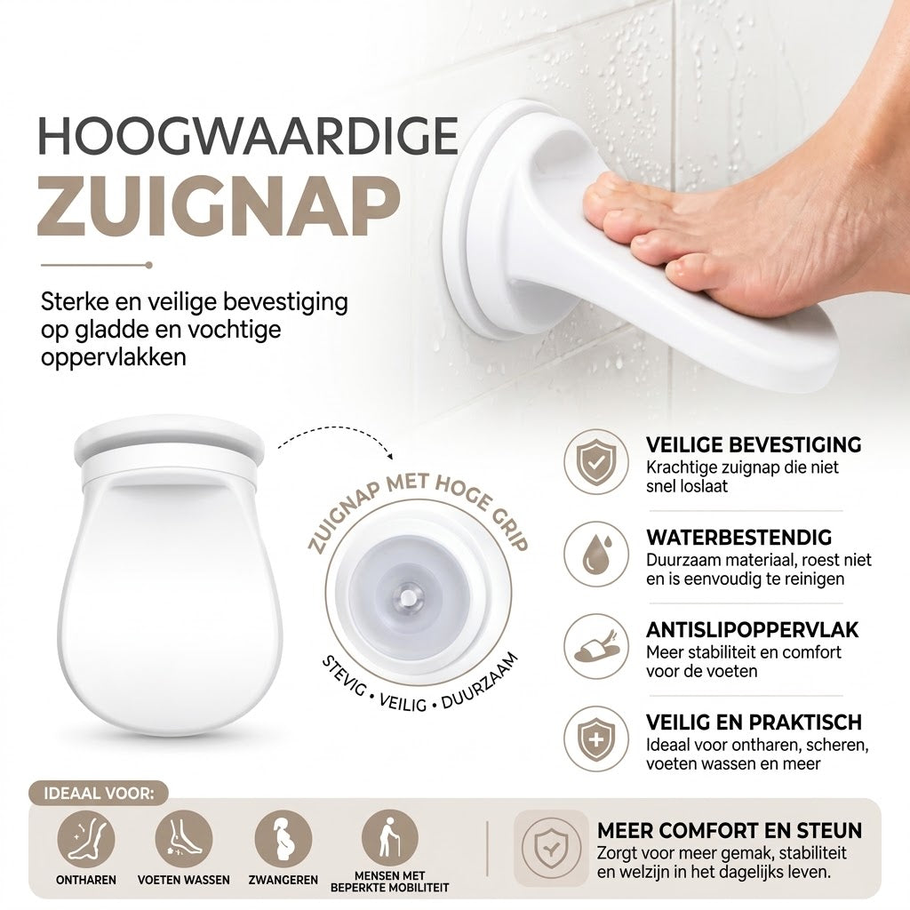Douchevoetsteun met zuignapbevestiging