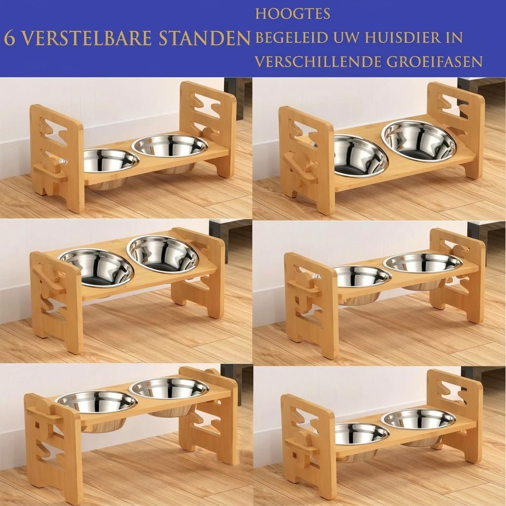 Verstelbare verhoogde voerbak voor huisdieren