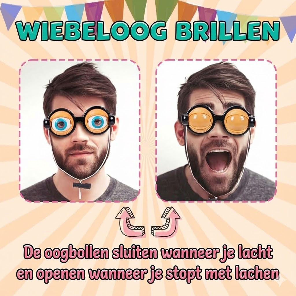 Grappige bril met knipogend oogmechanisme