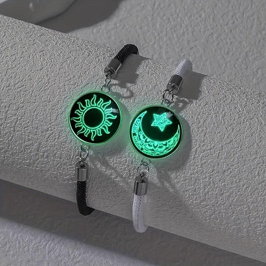 Zon & Maan Paararmband met Nachtlicht