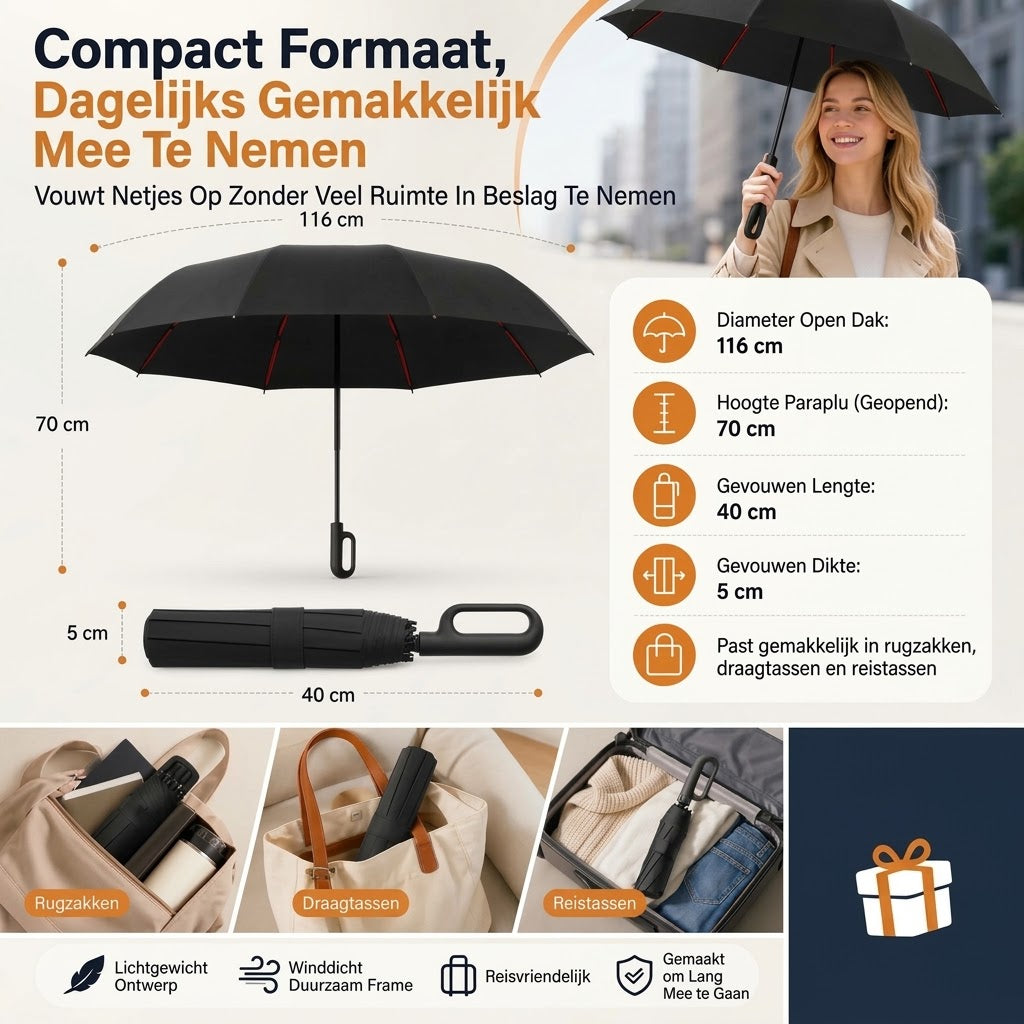 Automatische stormparaplu met UV bescherming