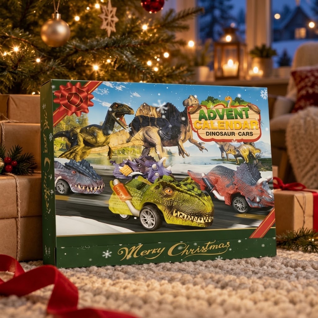 Dinosaurus raceauto adventskalender voor kinderen