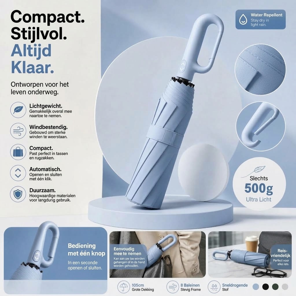 Automatische stormparaplu met UV bescherming