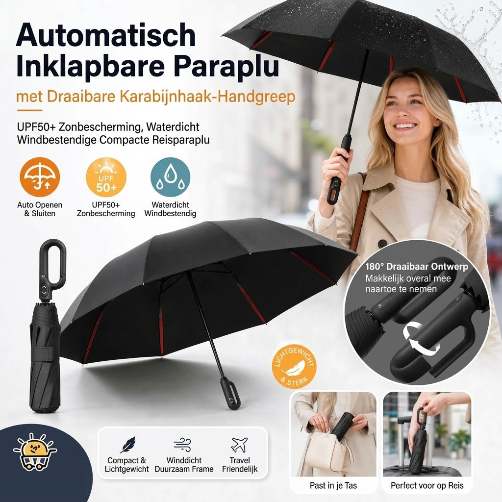 Automatische stormparaplu met UV bescherming