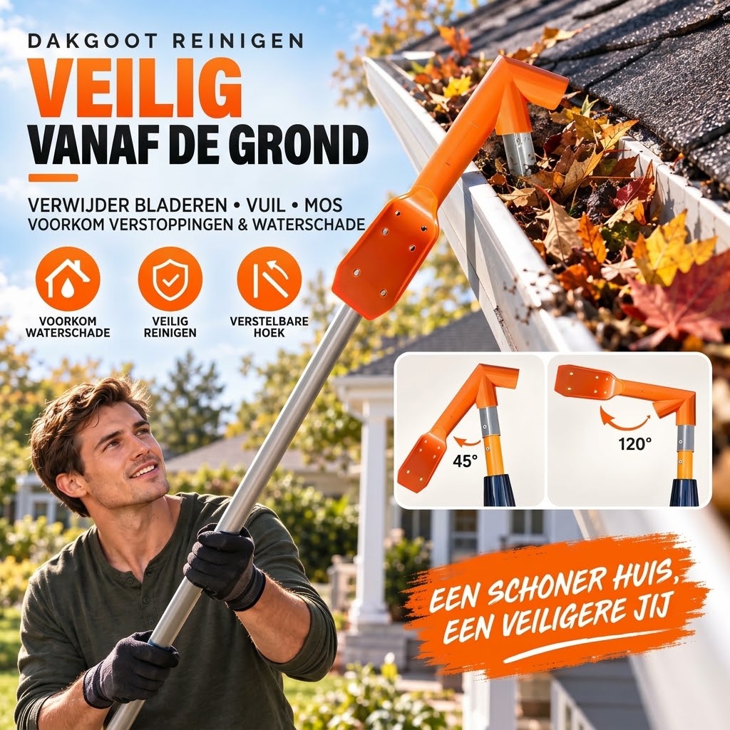 Ergonomische dakgootreiniger
