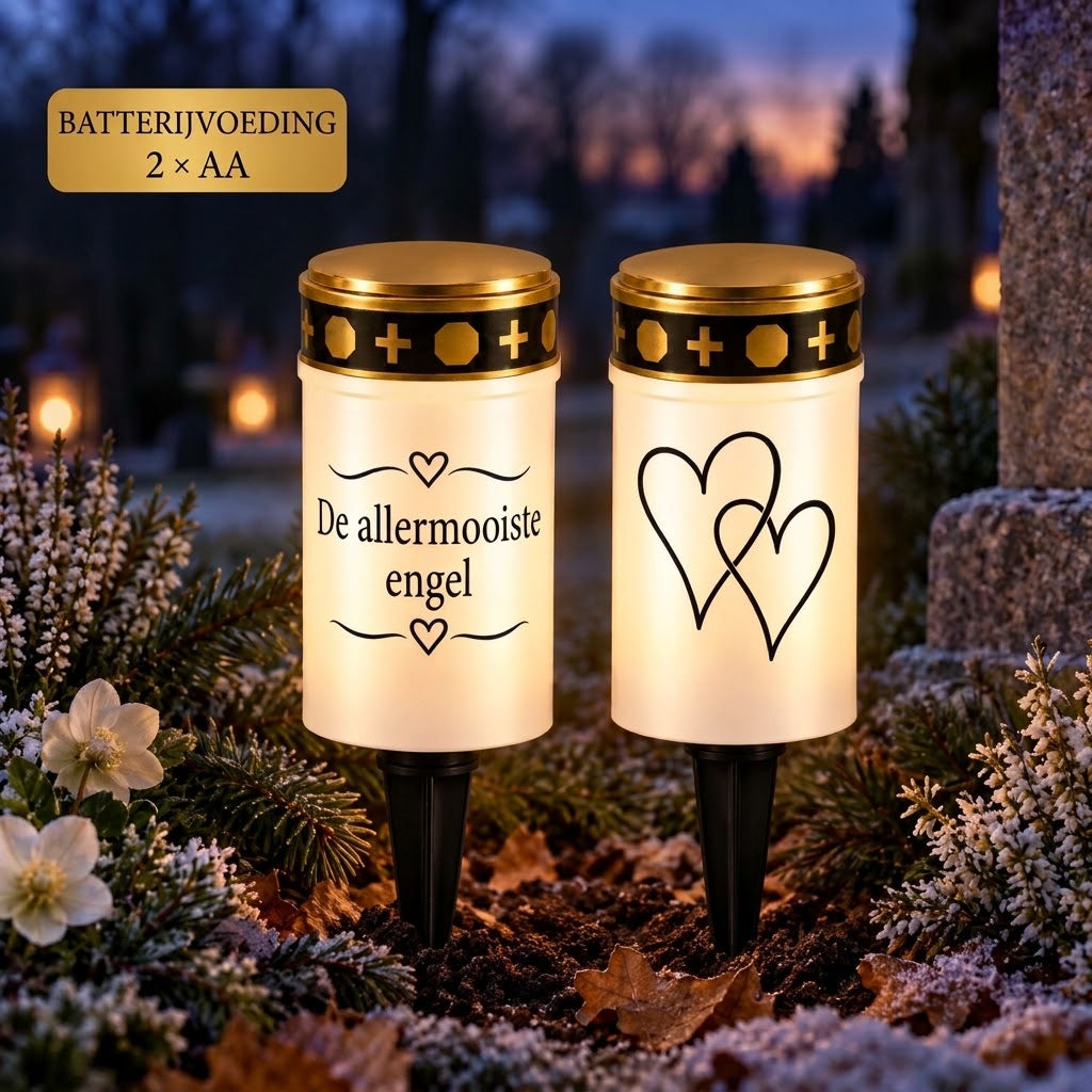 MinnesLjus LED graflichten set van 2 met zonnecel of batterij