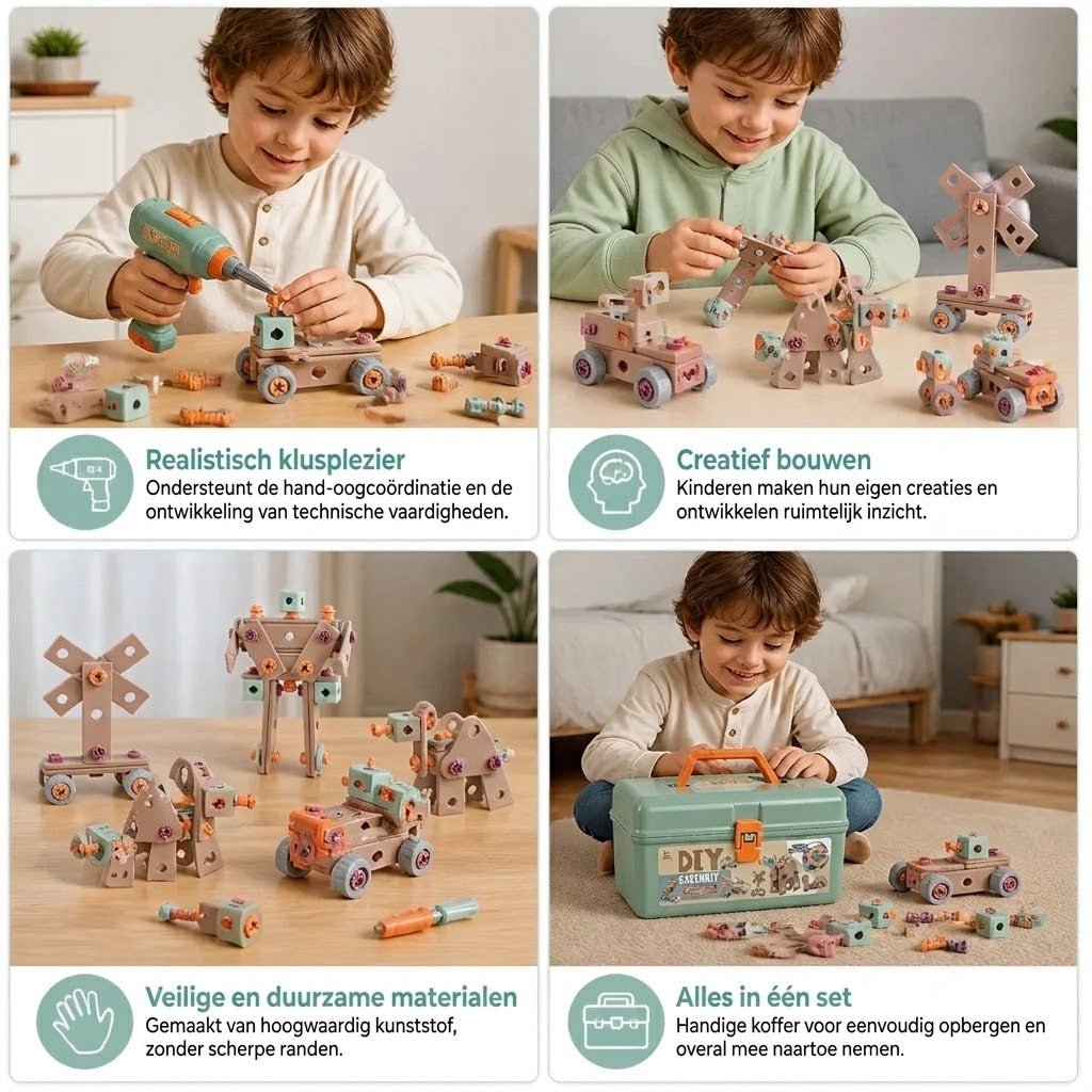 144 delige kindergereedschapsset met boormachine