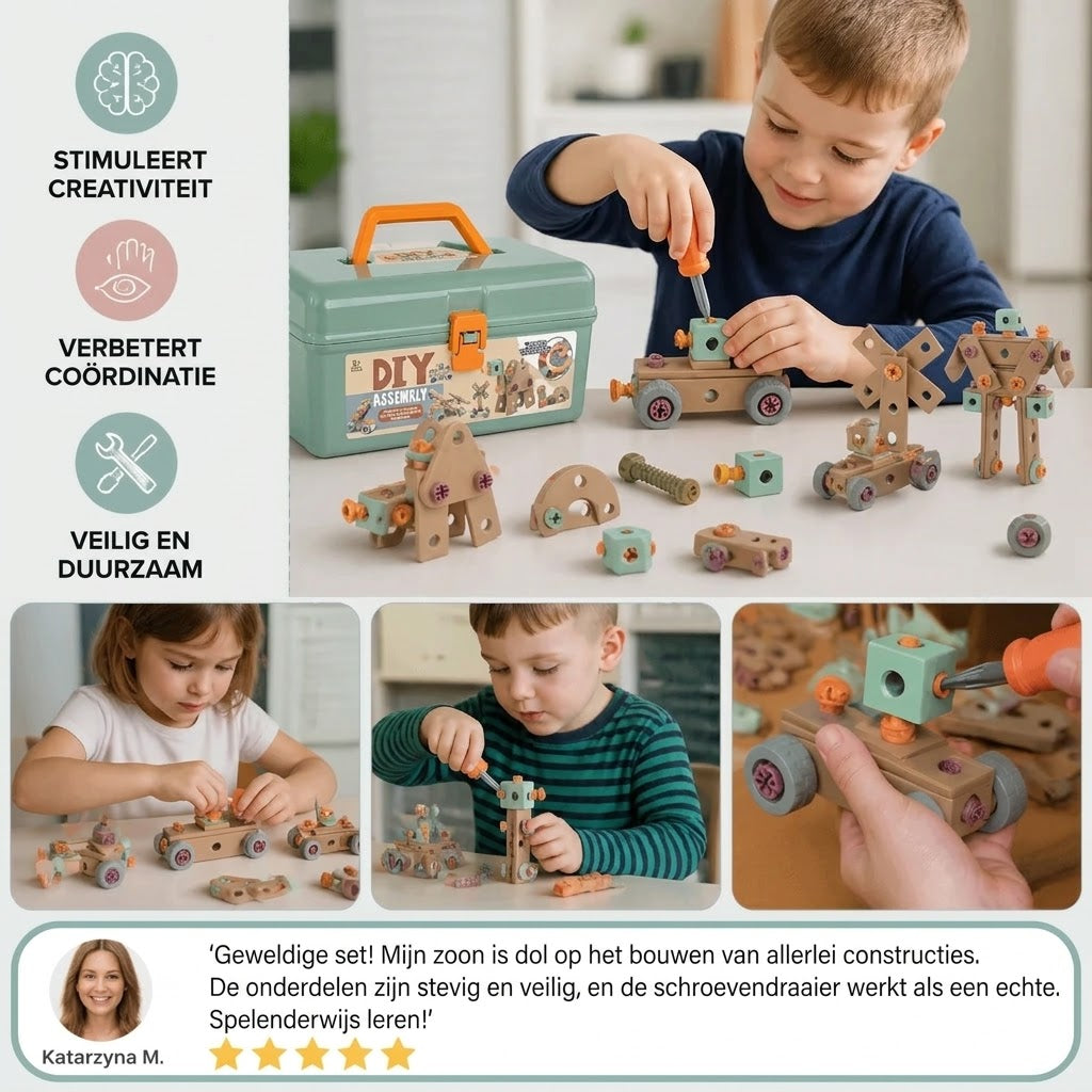 144 delige kindergereedschapsset met boormachine