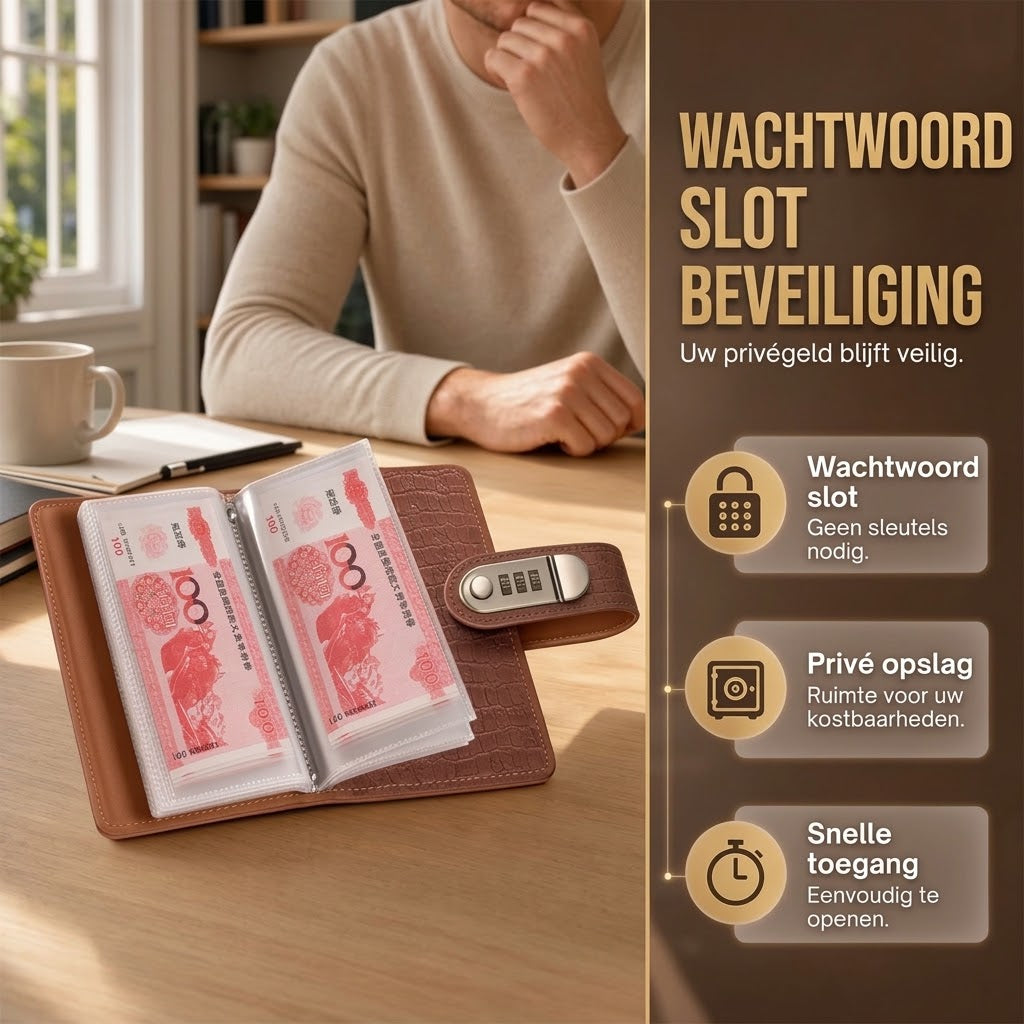 Spaarbinder met cijferslot voor contant geld