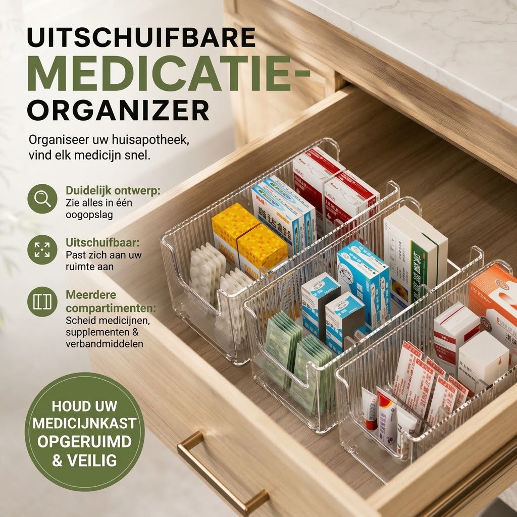 Uitschuifbare transparante medicijnorganizer