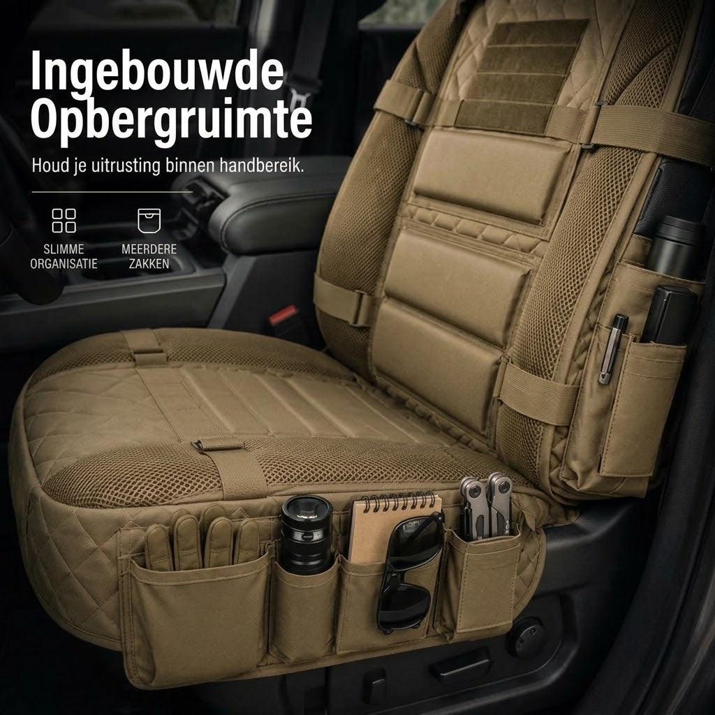 Tactische autostoelhoezen met opbergvakken
