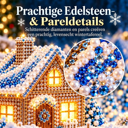 DIY winterwonderland met strass steentjes en pareldetails