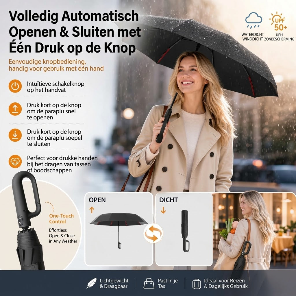 Automatische stormparaplu met UV bescherming