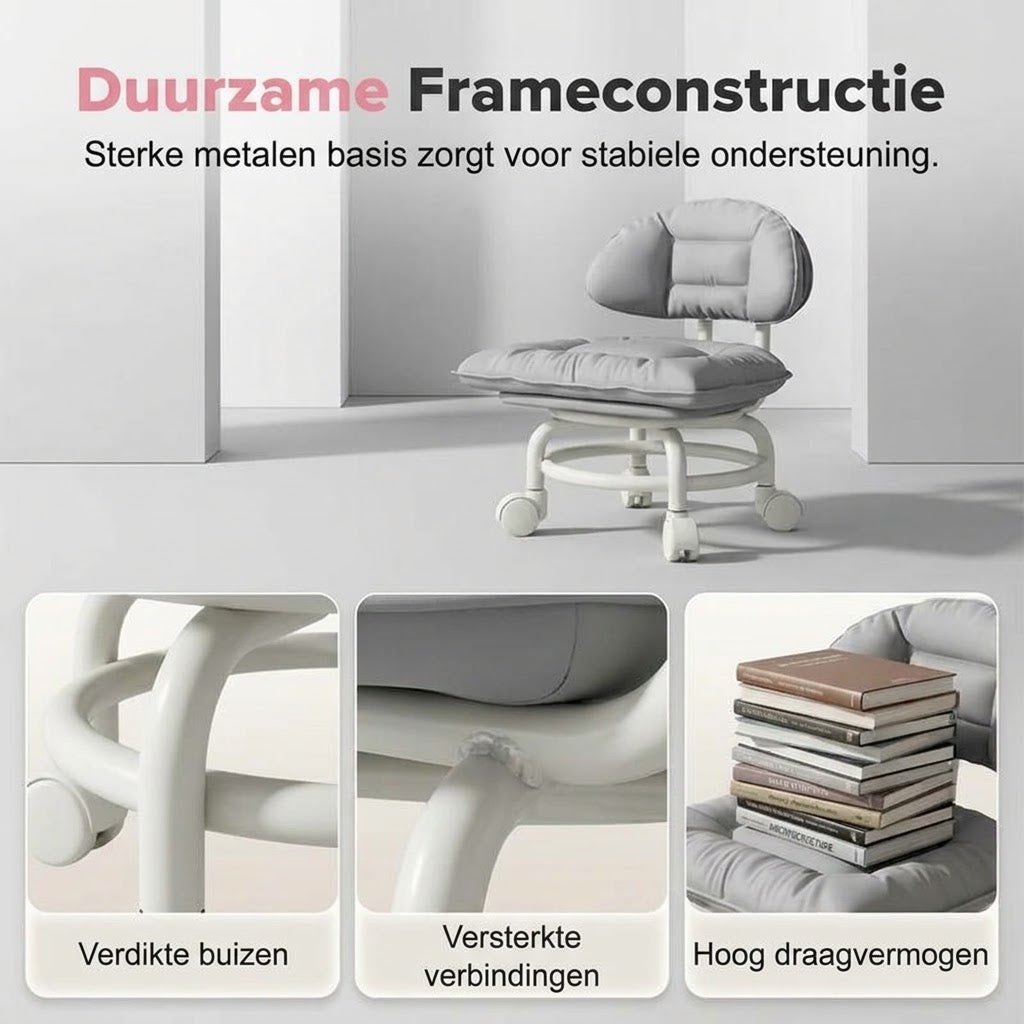Lage verrijdbare kruk met rugleuning