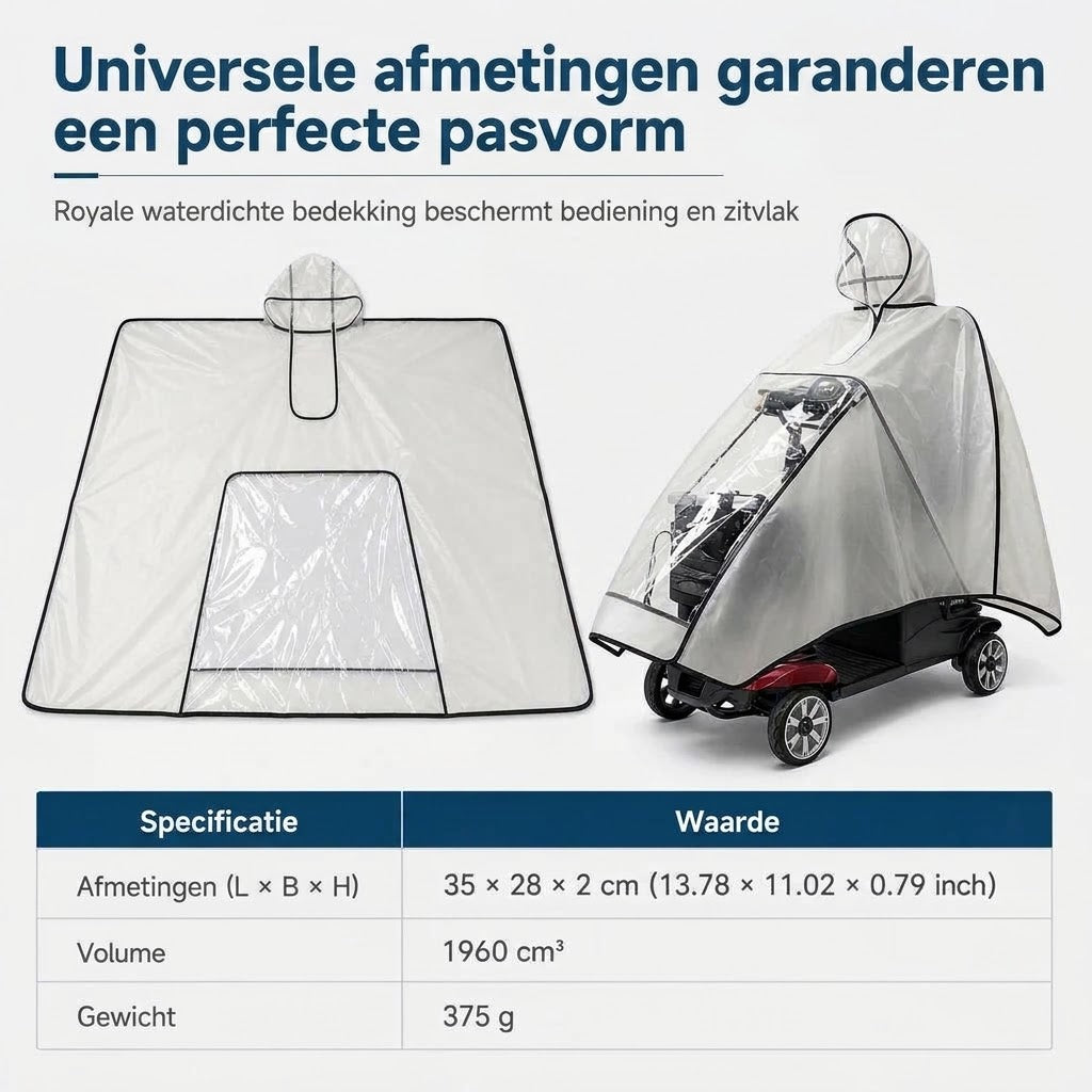 Extra grote waterdichte PVC regenponcho voor scootmobielen