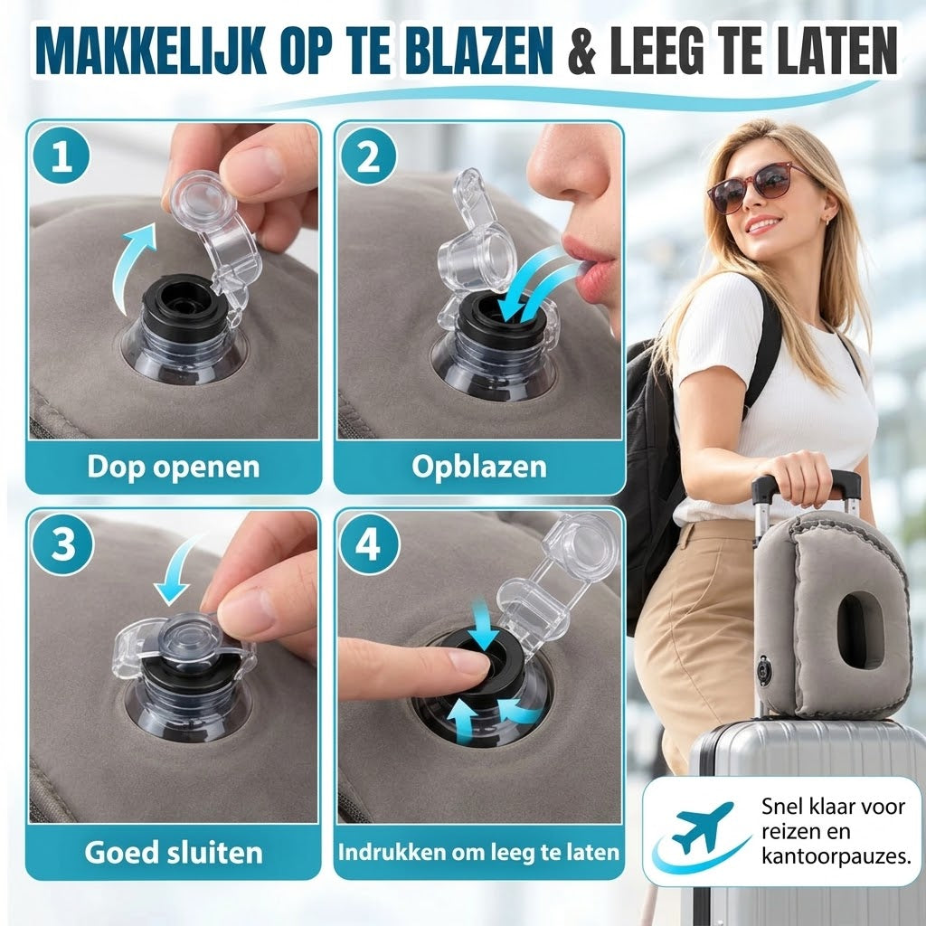 Opblaasbaar reiskussen voor onderweg