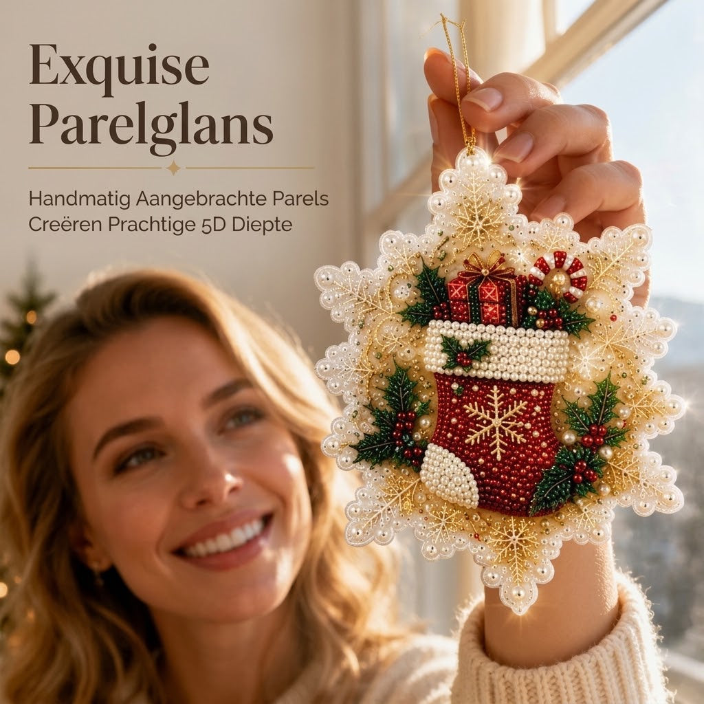 DIY kerstbal knutselset met parels en acryl