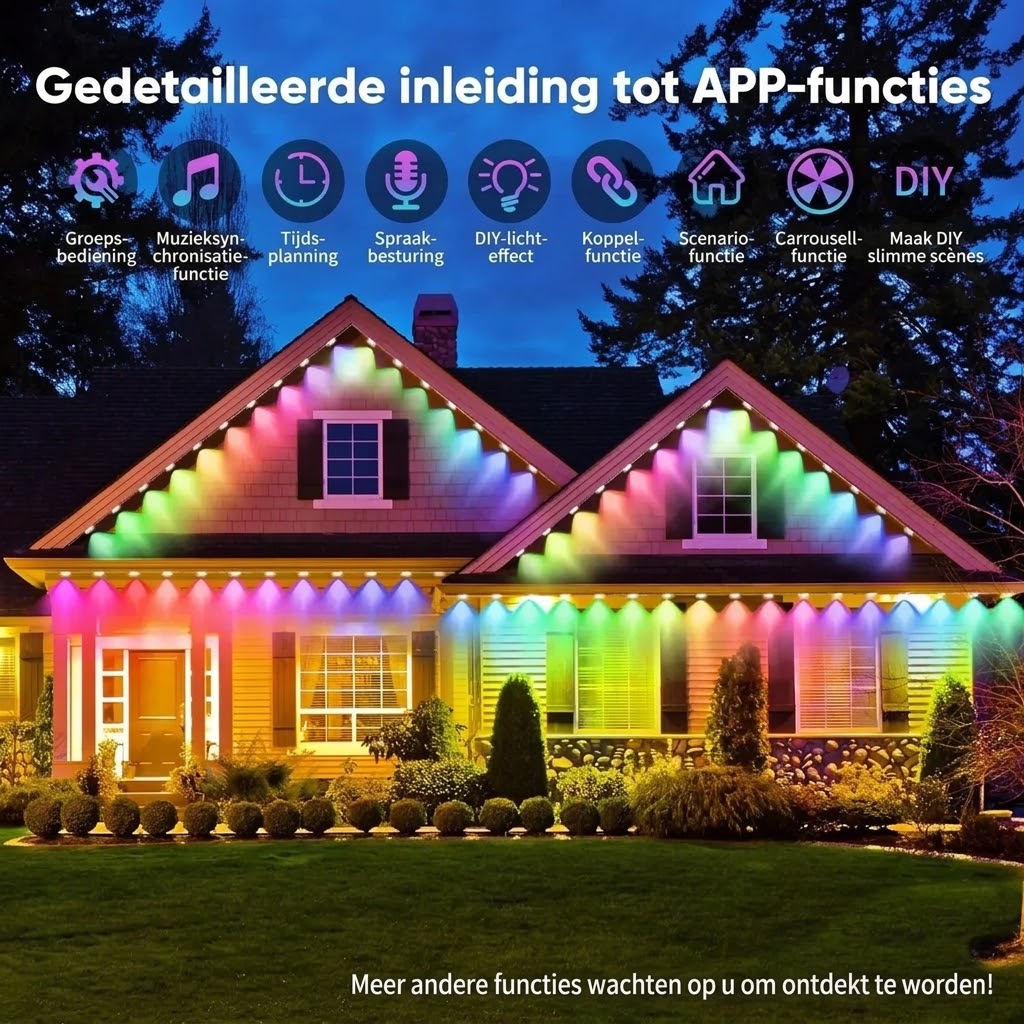 Slimme RGB lichtslinger voor buiten met app bediening