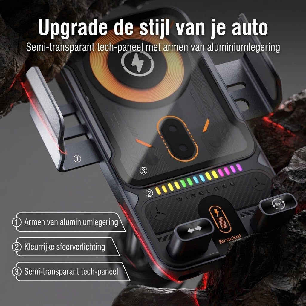 Draadloze autotelefoonhouder met oplaadfunctie