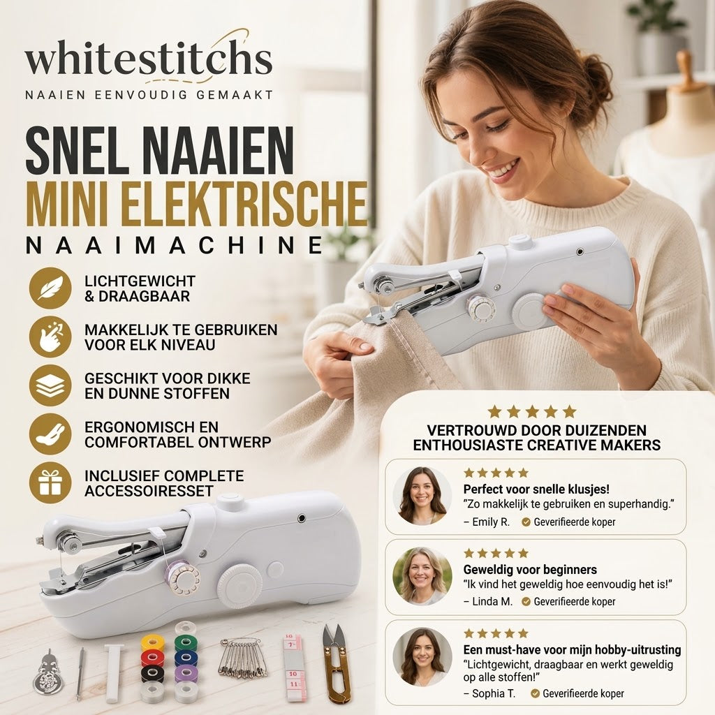 Compacte elektrische naaimachine voor kleine naaiklussen