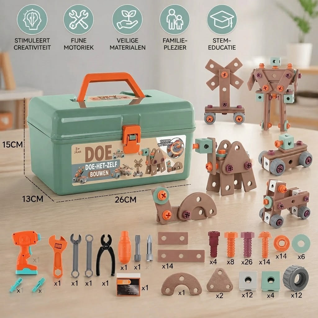 144 delige kindergereedschapsset met boormachine