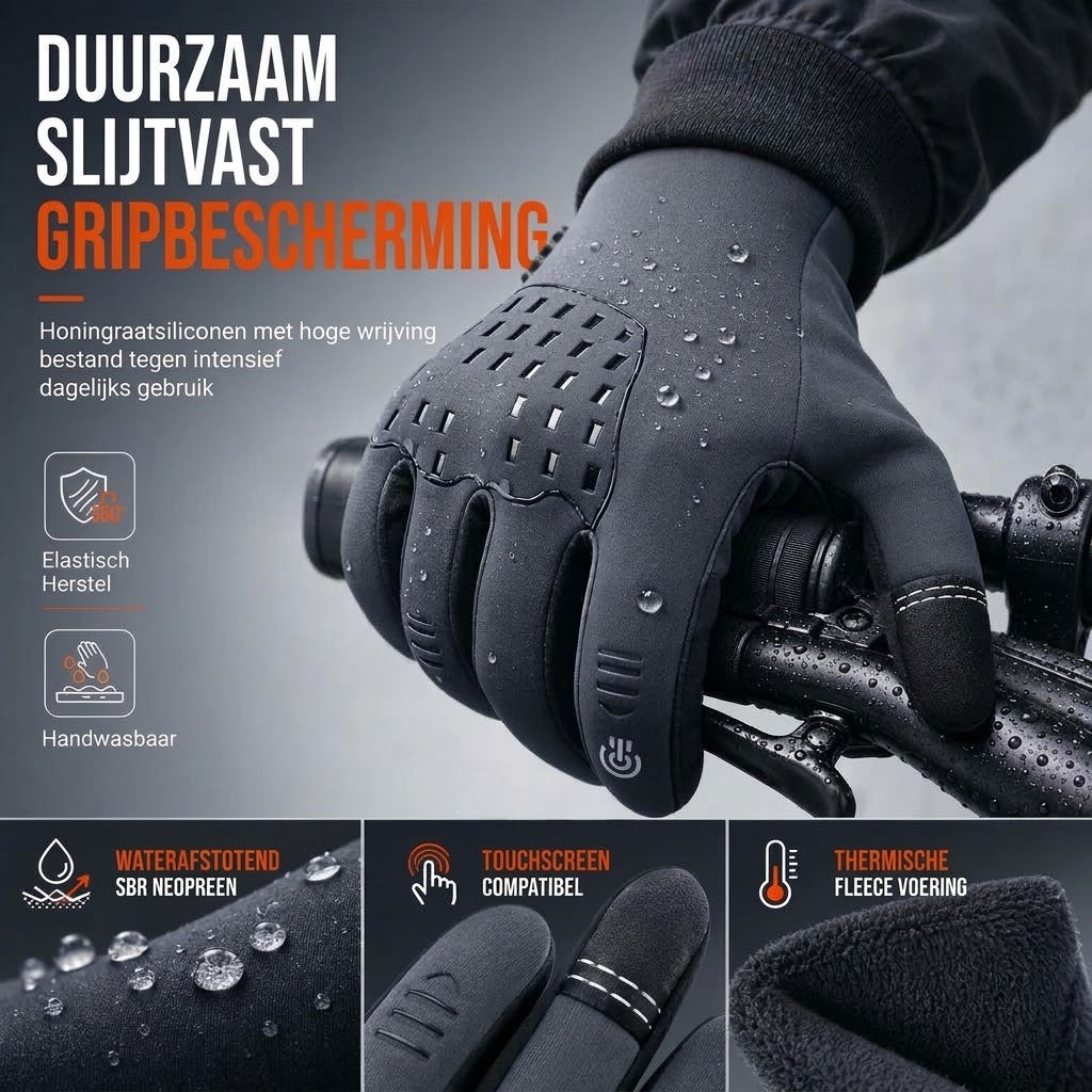 Warme thermische handschoenen met touchscreen en antislipgrip