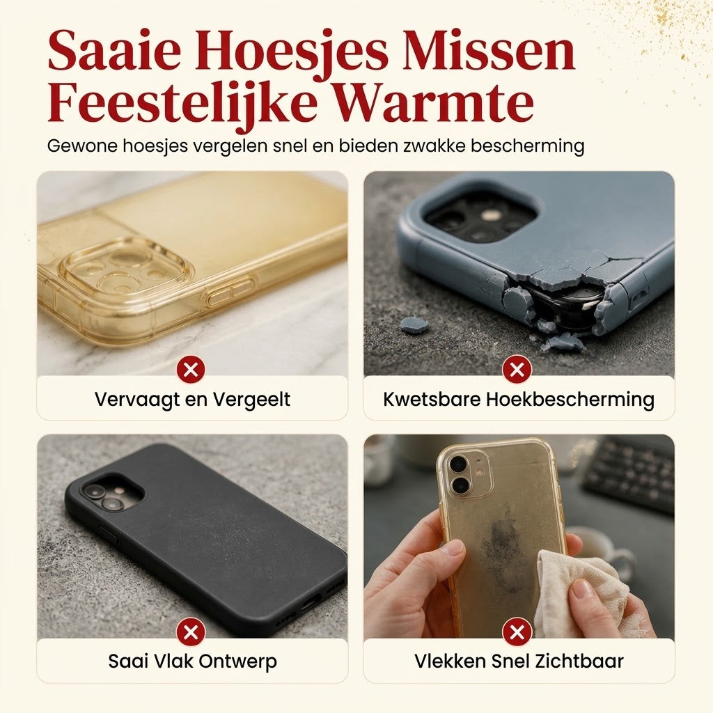 Glitterend telefoonhoesje met kerstboom