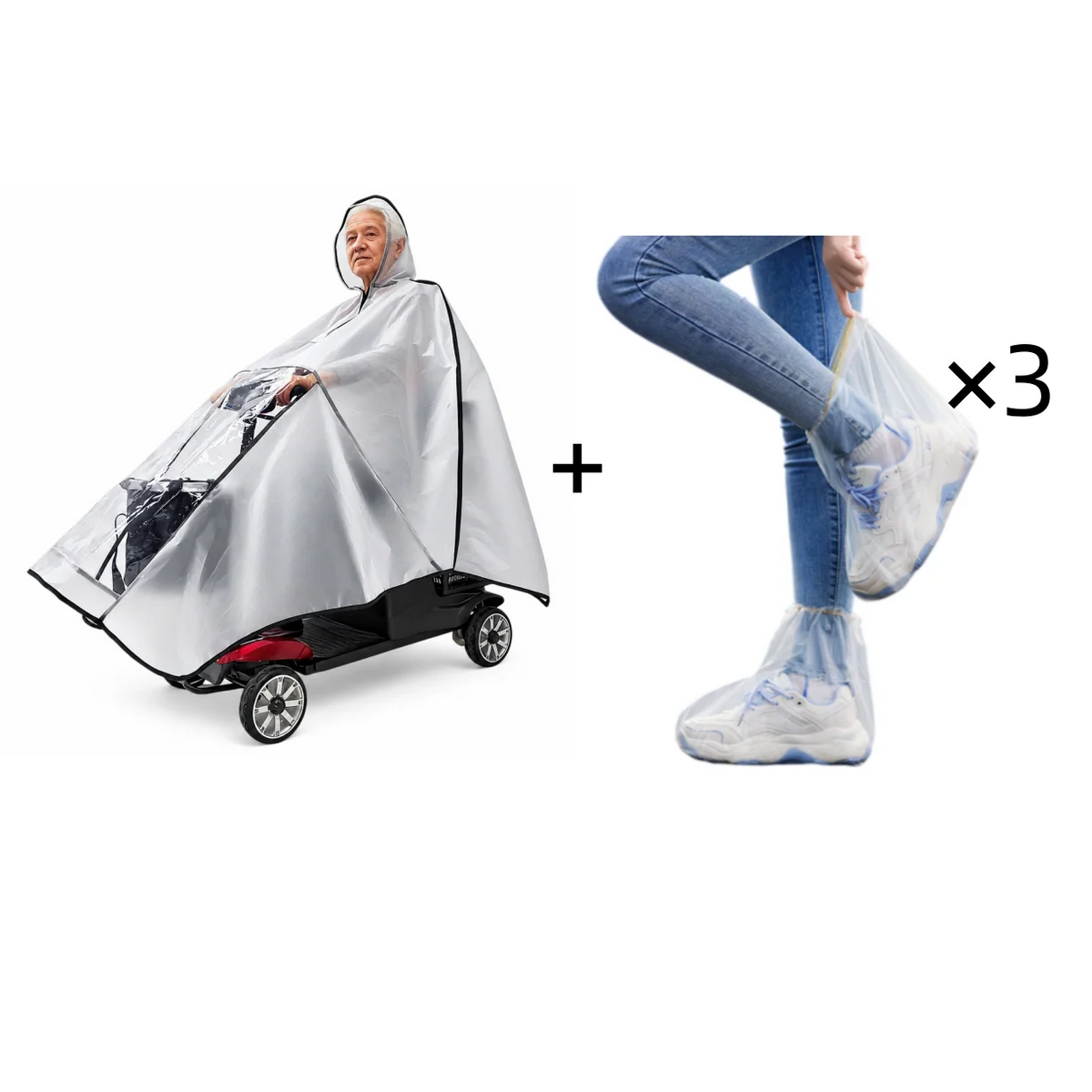 Extra grote waterdichte PVC regenponcho voor scootmobielen