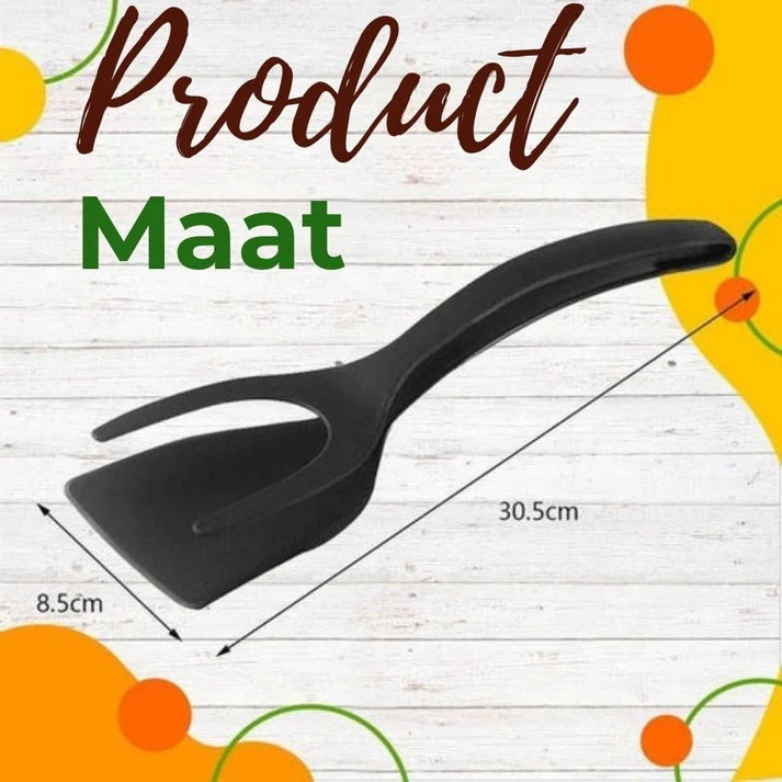 Hittebestendige Siliconen Spateltang 2 in 1 met Antisliphandvat