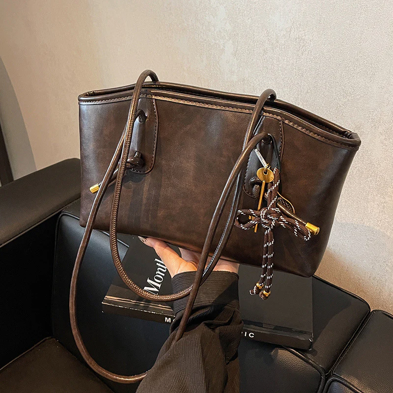 Vintage PU leren schoudertas voor dames