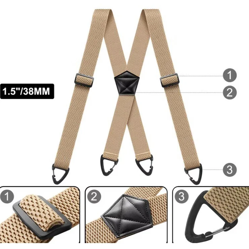 Elastische outdoorriem voor heren met karabijnsluiting 3,8 cm