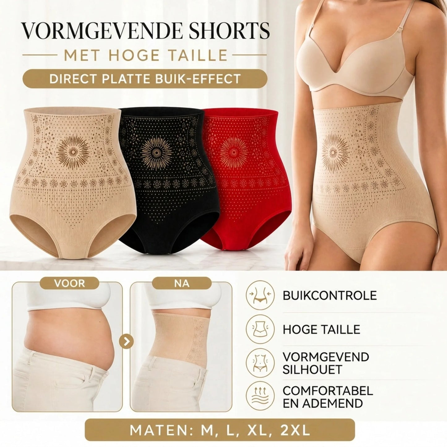 Vormgevende shorts met hoge taille