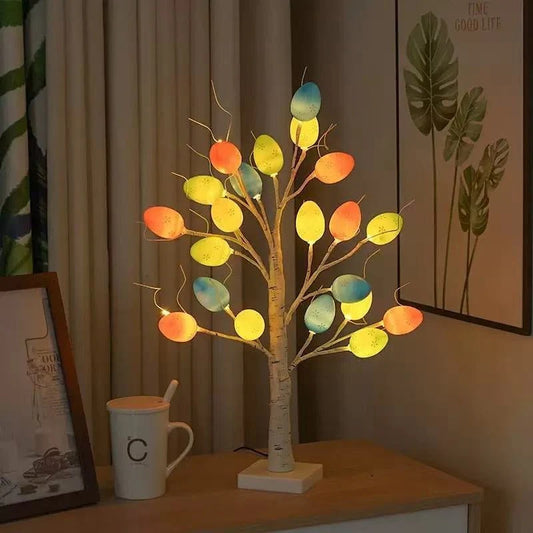 Tafelmodel Berkenboom met 24 LED Verlichte Eieren