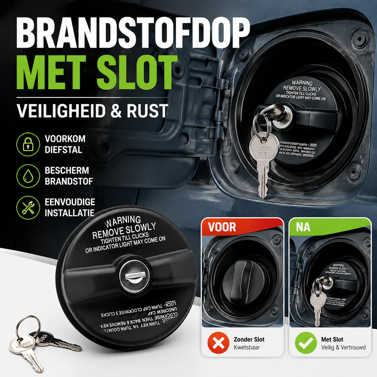 Afsluitbare Brandstofdop met Slot