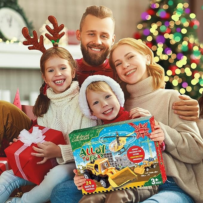 Bouwplaats adventskalender met 24 metalen mini bouwvoertuigen