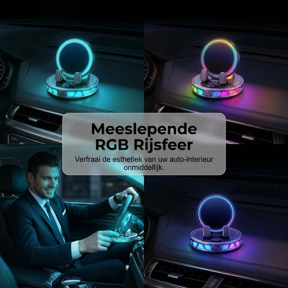Autohouder met draadloos opladen 360 graden rotatie en RGB verlichting