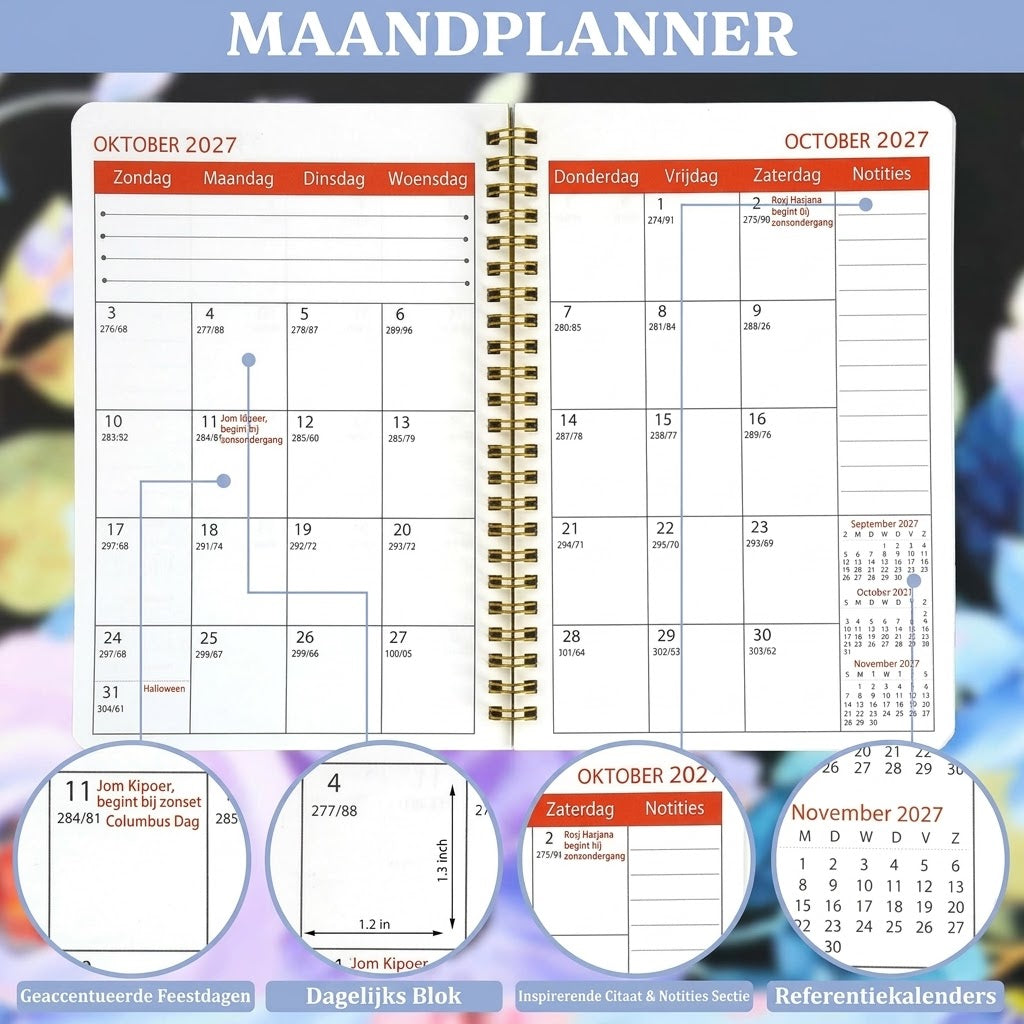 Vijfjarige A5 maandagenda 2026 2030 met Schotse hooglander design