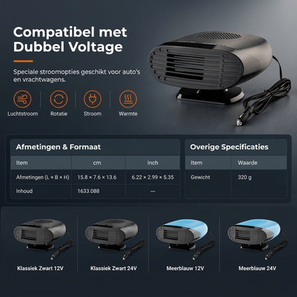 Mini autoverwarmer voor het ontwasemen en ontdooien van autoruiten