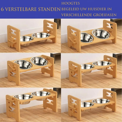 Verstelbare verhoogde voerbak voor huisdieren