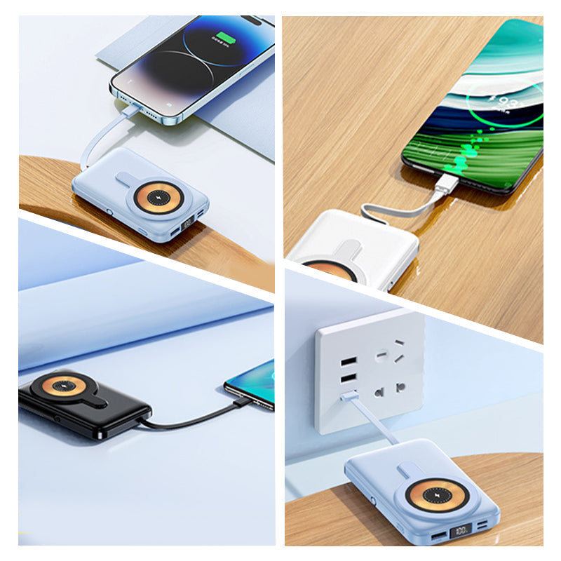 Magnetische draadloze powerbank 10000mAh snellader met telefoonhouder