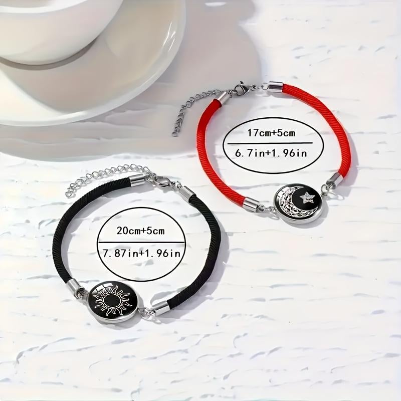 Zon & Maan Paararmband met Nachtlicht