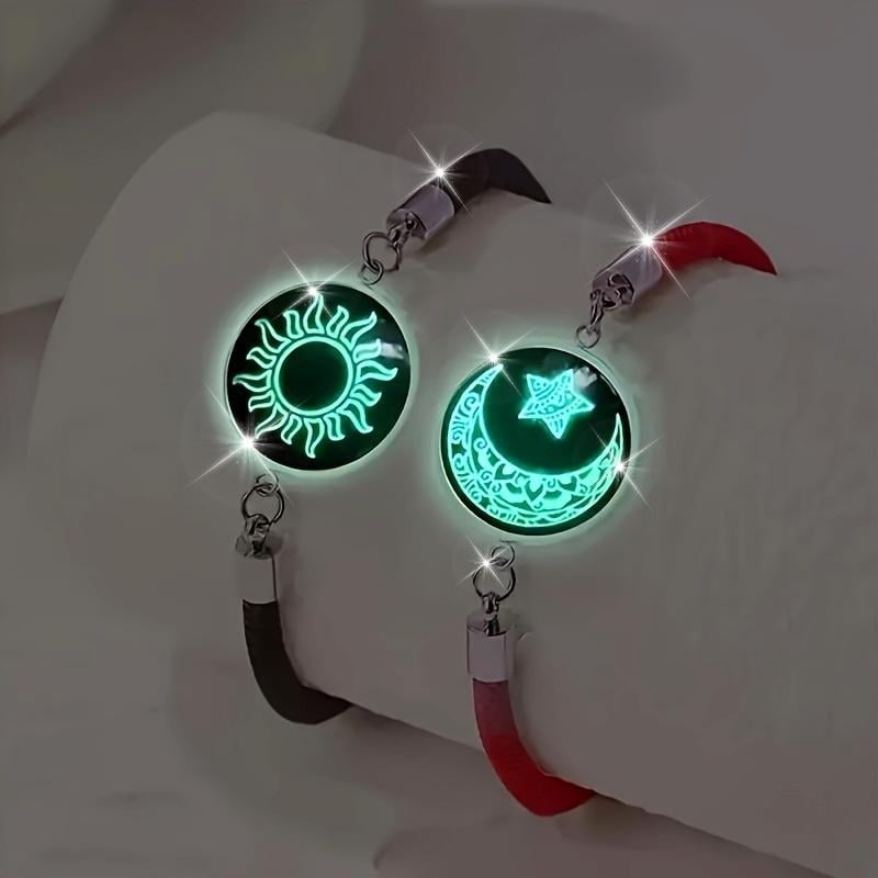 Zon & Maan Paararmband met Nachtlicht