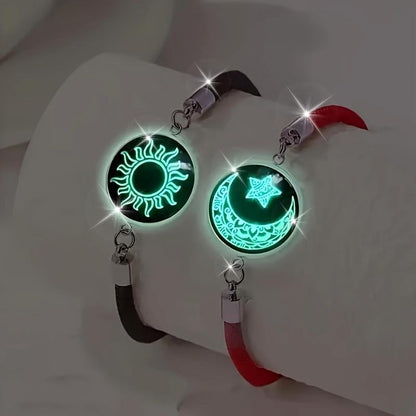 Zon & Maan Paararmband met Nachtlicht