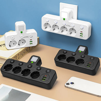 Ruimtebesparende Stekkerdoos met Licht en USB