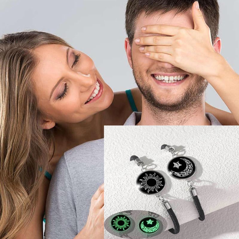 Zon & Maan Paararmband met Nachtlicht