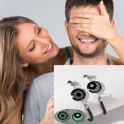 Zon & Maan Paararmband met Nachtlicht