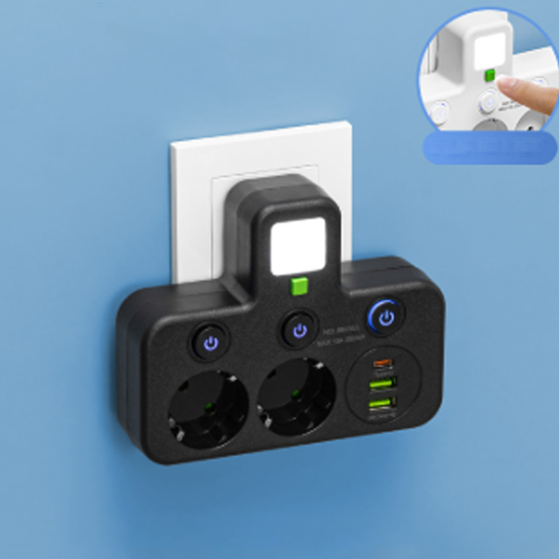 Ruimtebesparende Stekkerdoos met Licht en USB