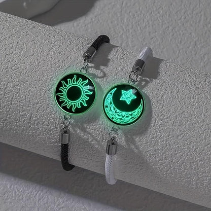 Zon & Maan Paararmband met Nachtlicht