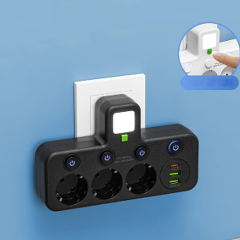 Ruimtebesparende Stekkerdoos met Licht en USB