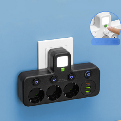 Ruimtebesparende Stekkerdoos met Licht en USB